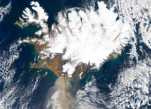 Družicový záběr na Island