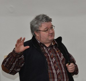 Milan Halousek v Plzni při přednášce o kosmonautice v roce 2013 a 2014