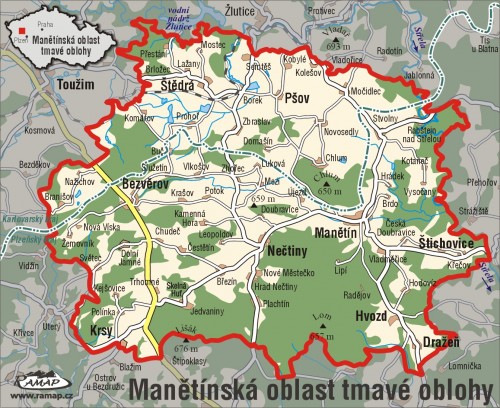 MOTO - MAPA Manětínská oblast tmavé oblohy pro volné užití